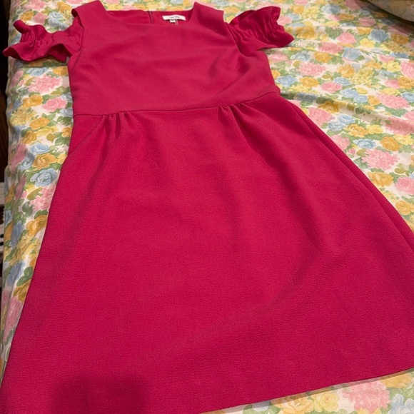 Tyler Boe Dress, Size 2, Sheath Style, Cold Shoulder Ruffle, Barbie Hot Pink - Picture 1 of 9